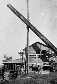 Raising the new smokestack for the college. Photo: University of Alaska Archives, LarVern Keys Collection