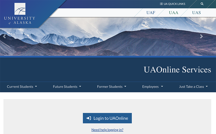 UAOnline home page