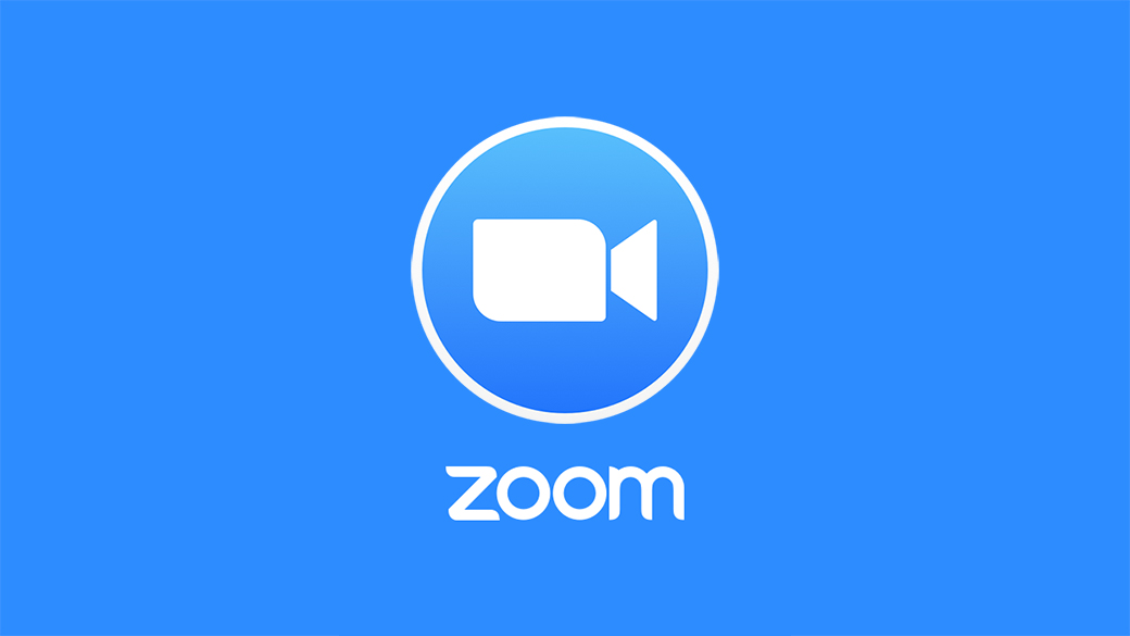 Zoom logo over blue background