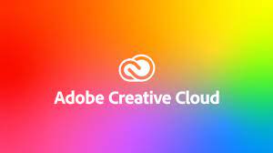 The words 'Adobe Creative Cloud' on a rainbow background