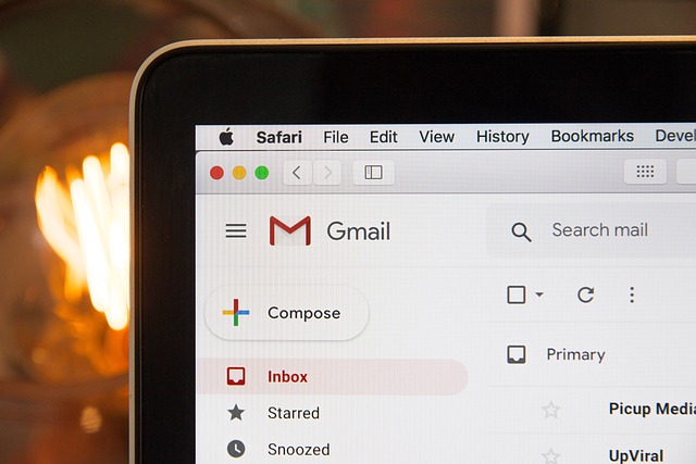 a photo of Gmail app open on a laptop screen