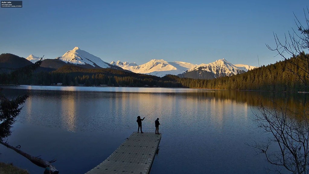 Fishing off the dock in Auke Lake