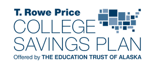 T Rowe Price College Savings Plan of Alaska graphic blue text with white background
