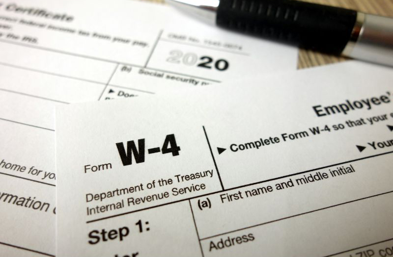 close up of the top of a w-4 form