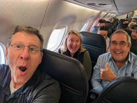 mentors excited airplane