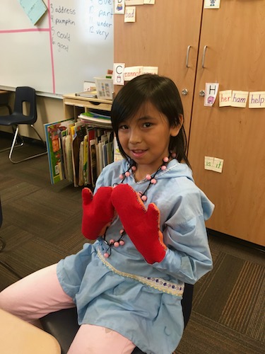2nd Grader sewed mittens