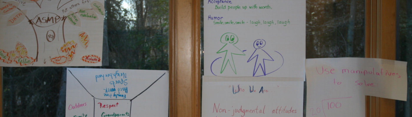 Mentor Workshop posters displayed during work session