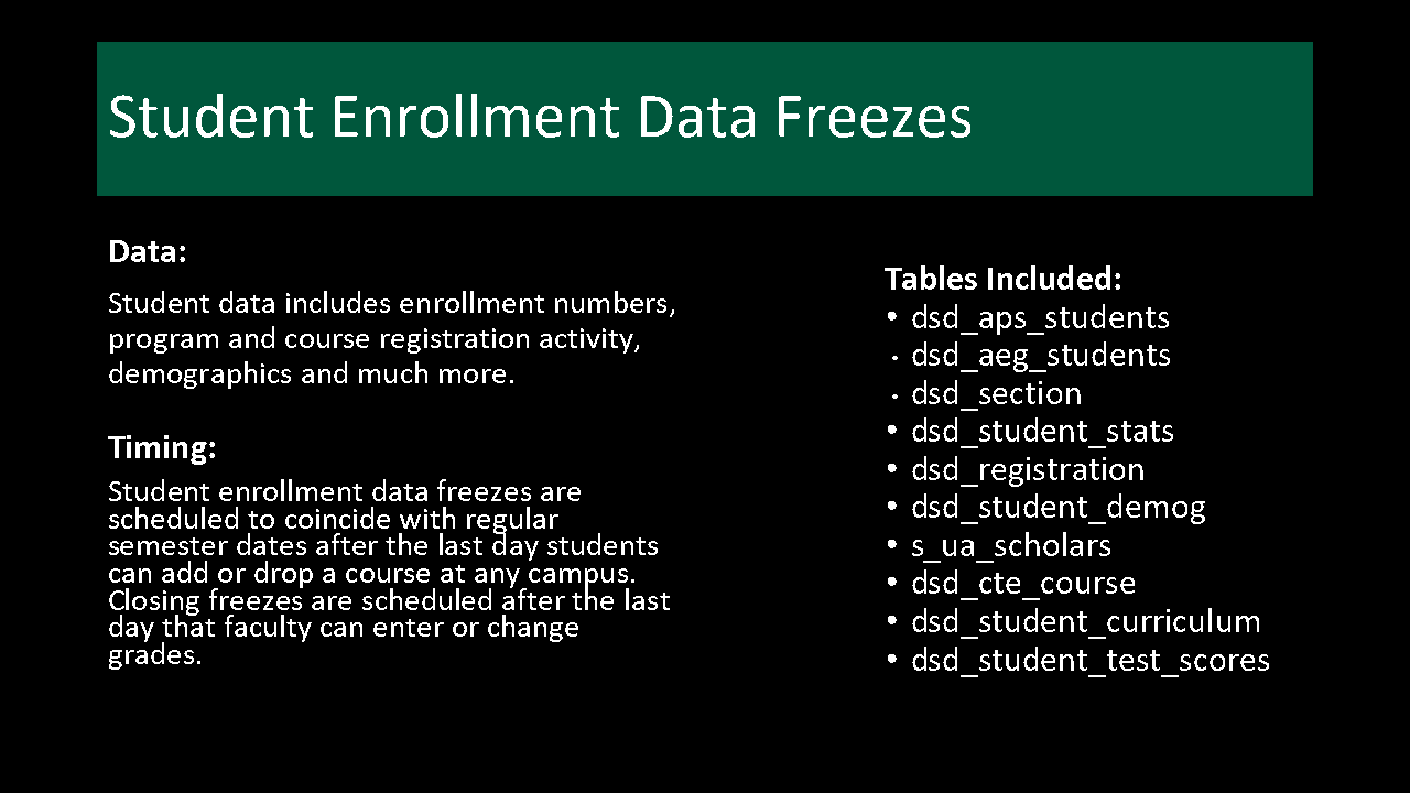 Student Enrollment Data Freeze