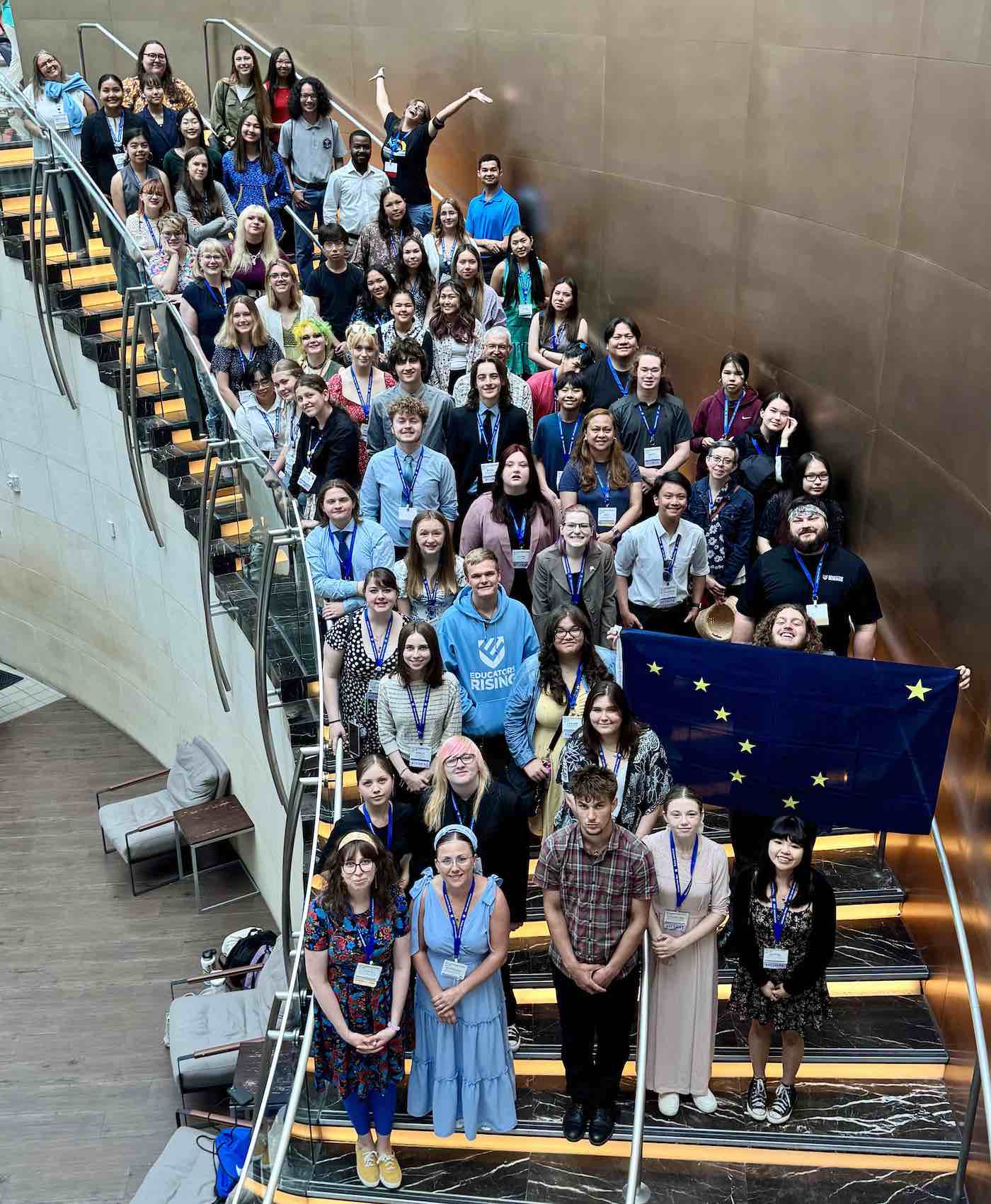 Group on stairs
