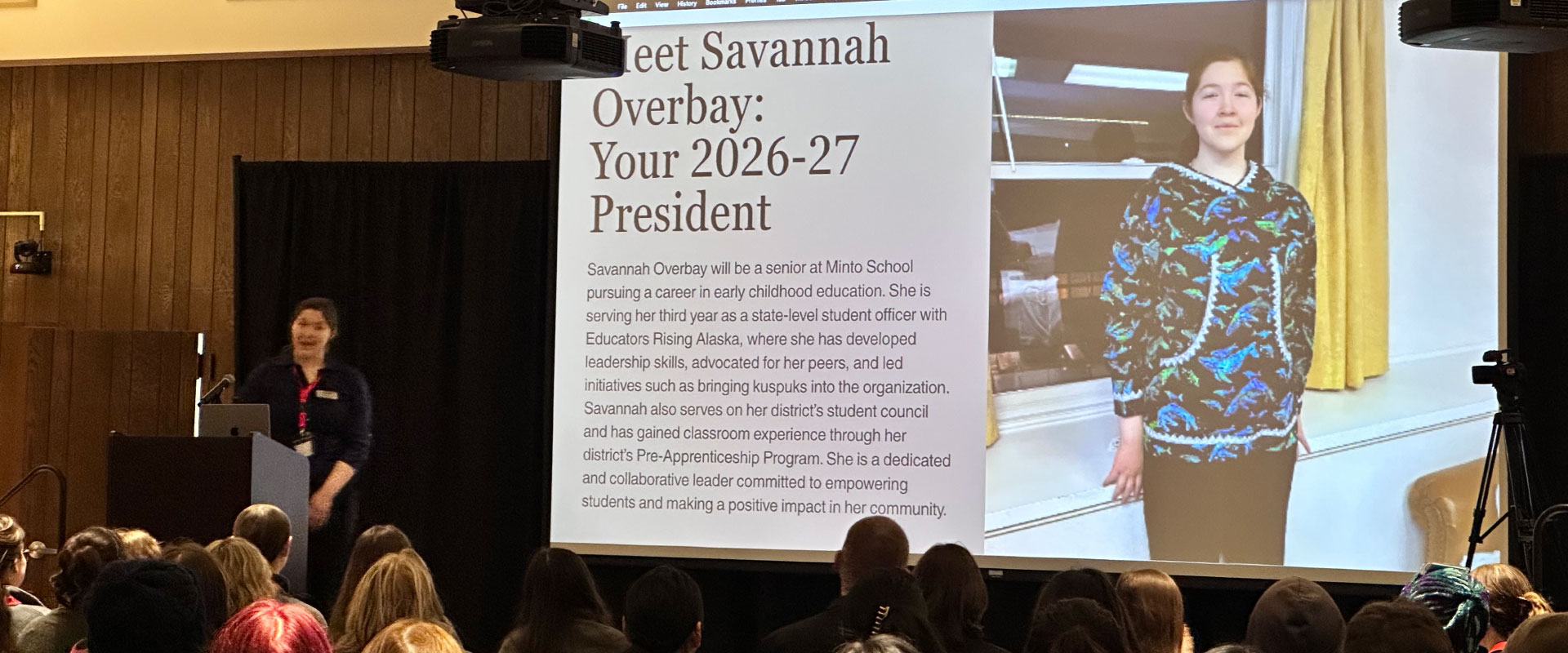 Student giving a presentation