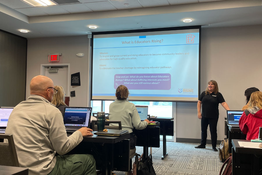 Instructor giving a presentation to other instructors