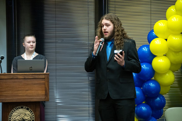 Educators Rising Alaska student officer giving a speech