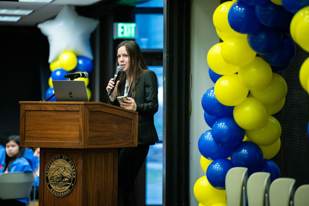 A student giving a speech