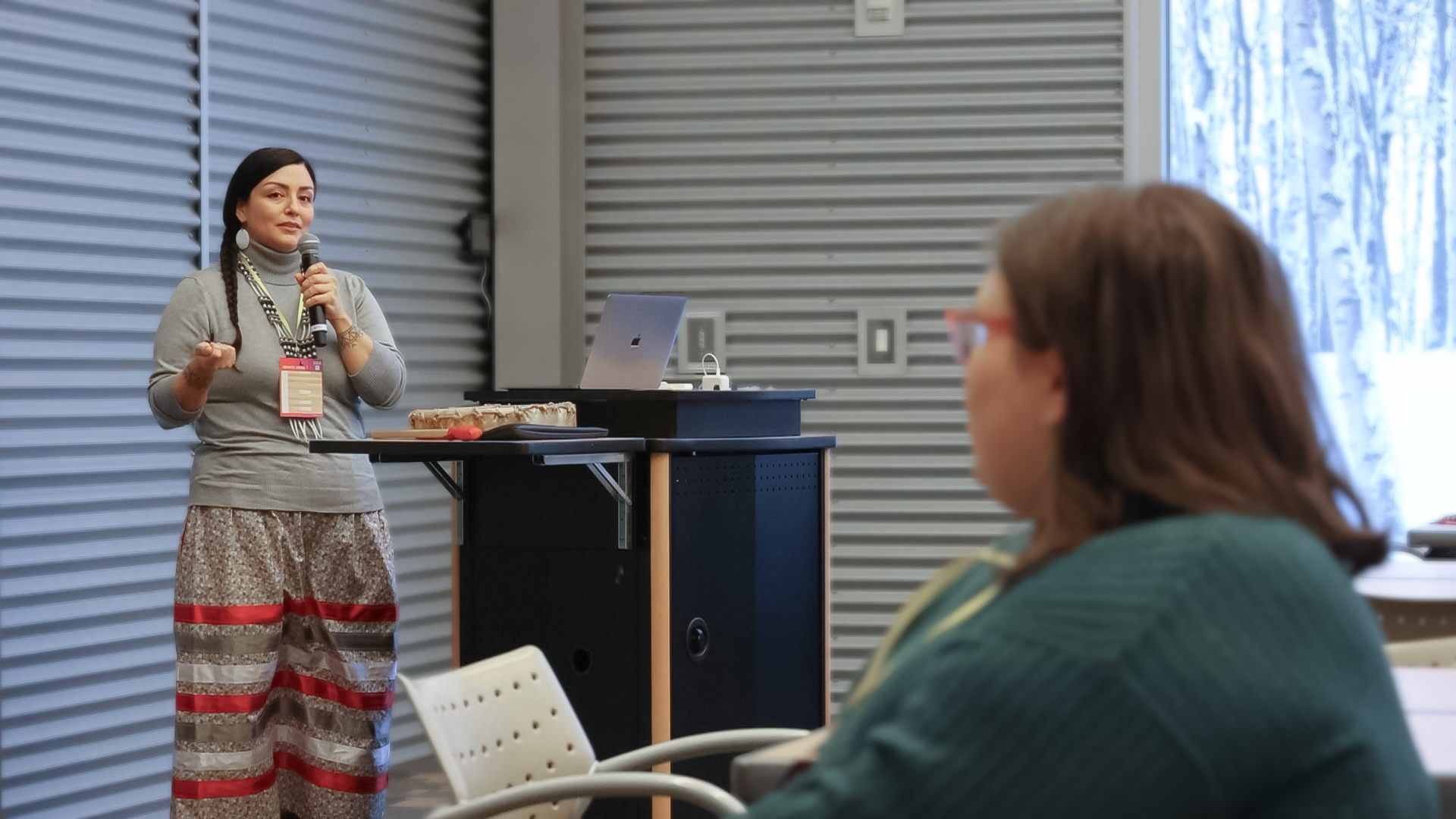 Jessica Ross speaking on why Indigenous research methods are essential to our learning.