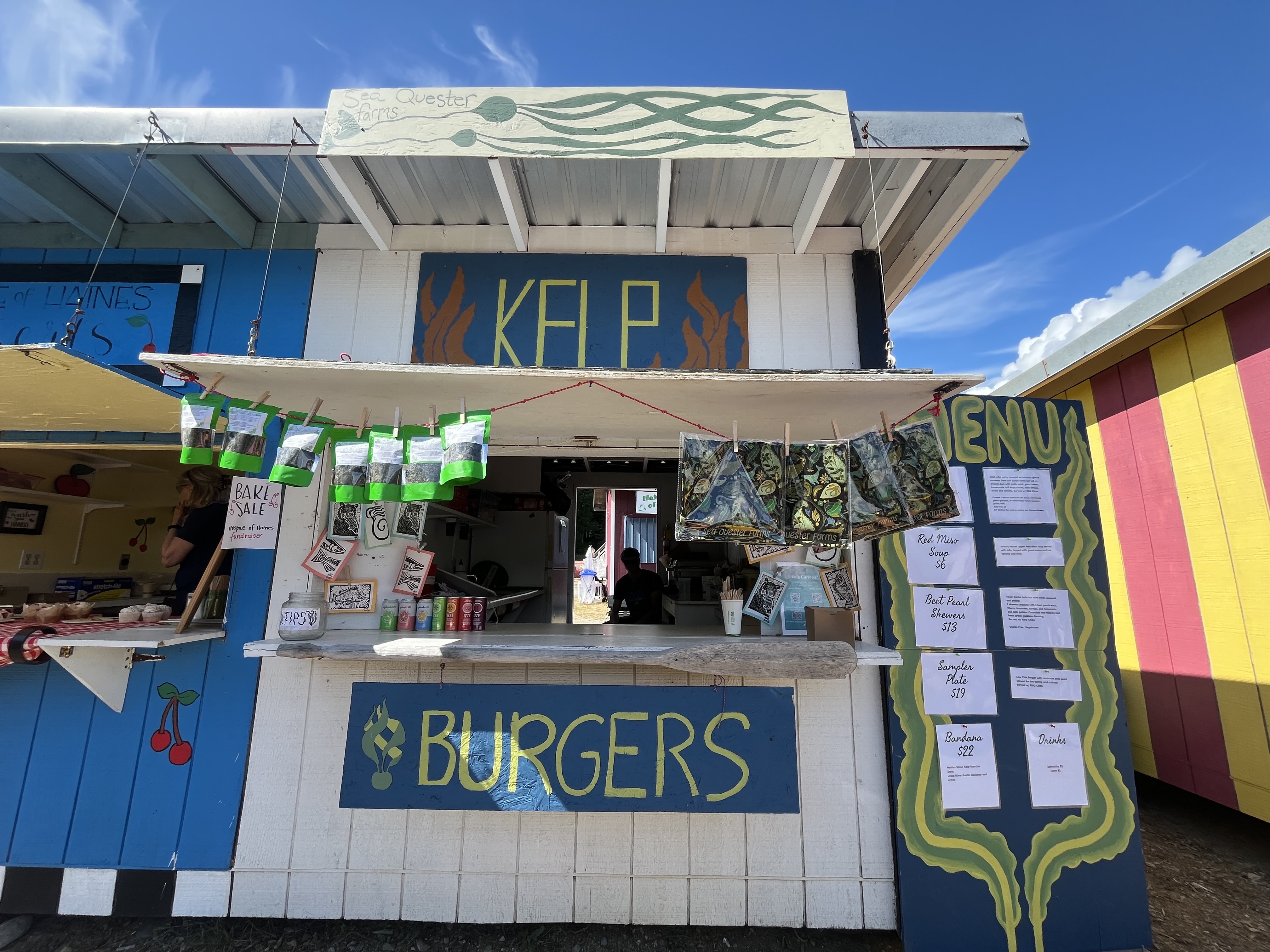 Seaquester's kelp burger stand at the Haines state fair.