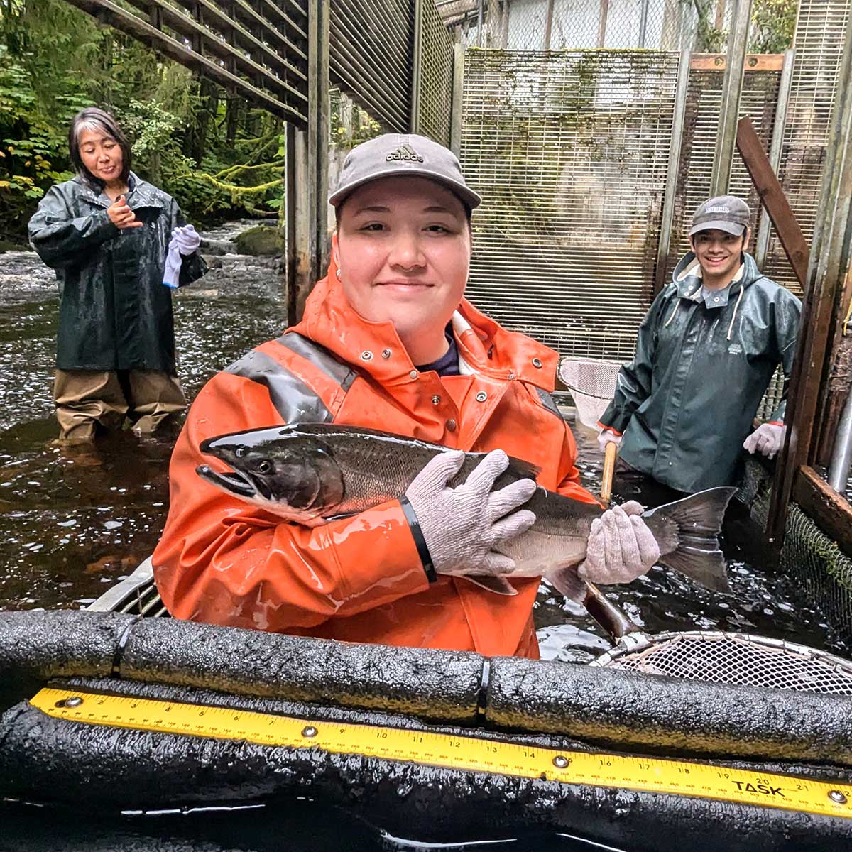 Students at the hatchery