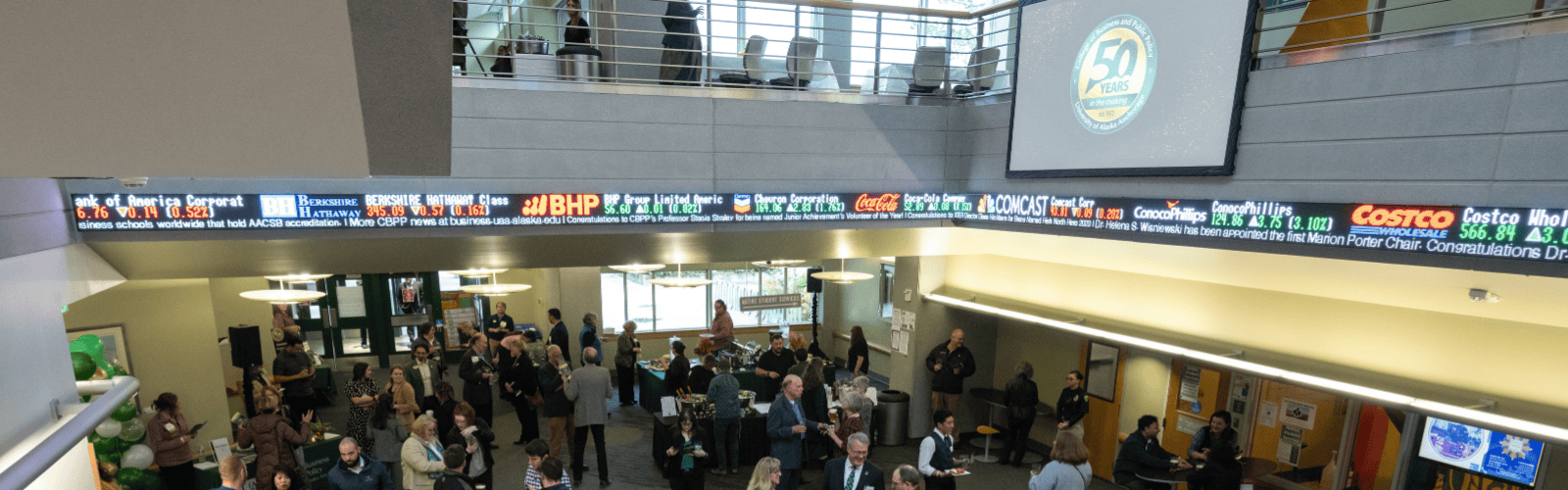 UAA College of Business and Public Policy building - stock ticker
