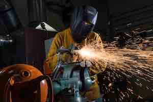 Photo of a student welding.