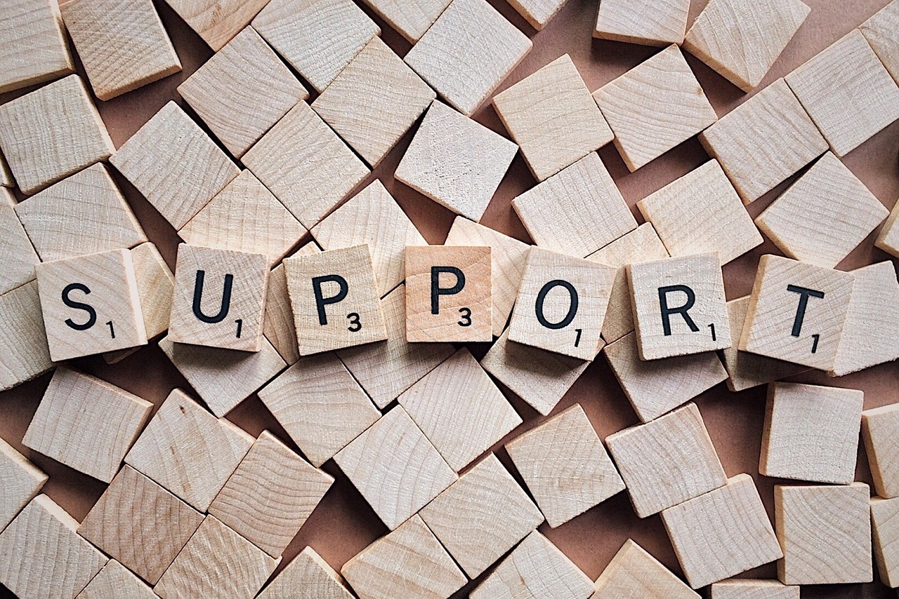 scrabble tiles spell support