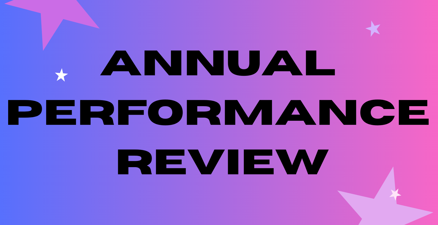 Annual performance review with pink and purple background