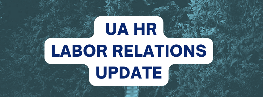 UA HR Labor Relations Update words on a forest background