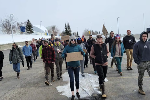 Graduate students march on campus