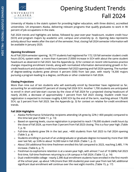 image of Fall 2024 Opening report