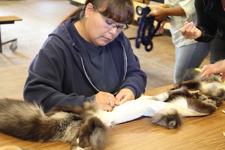 Pauline demonstrates ruff making