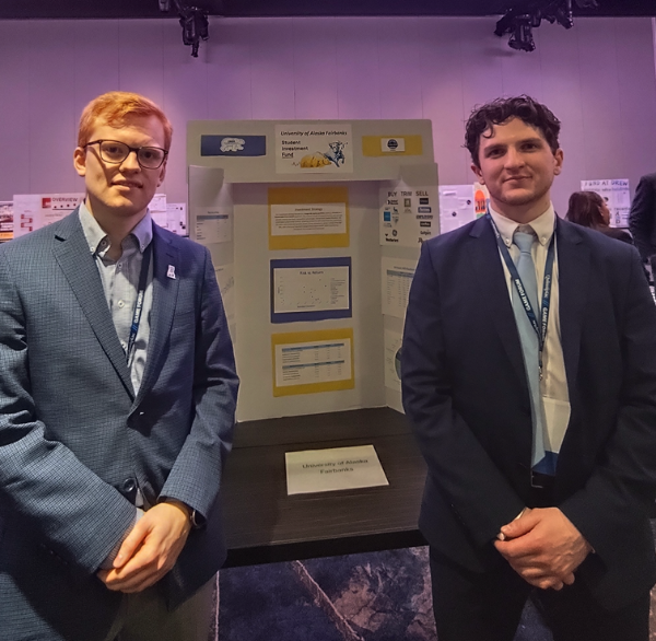 Tobias presents the SIF portfolio with classmate Matteo Pecchia at the GAME Global Portfolio Competition. Photo courtesy Tobias Bernhoft-Osa.