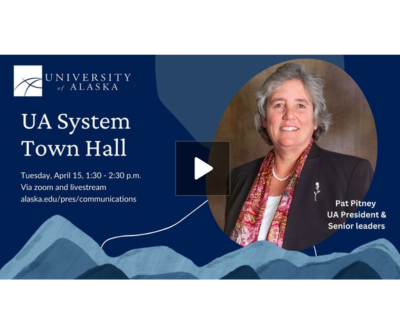 Screenshot of the flyer, with President Pitney's portrait and information on the time and place of event
