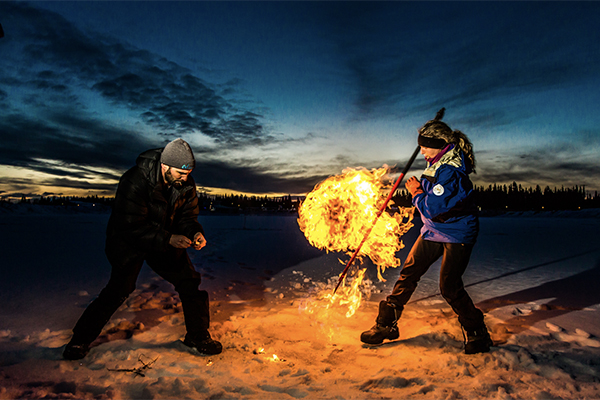 Researchers ignite methane from a frozen lake
