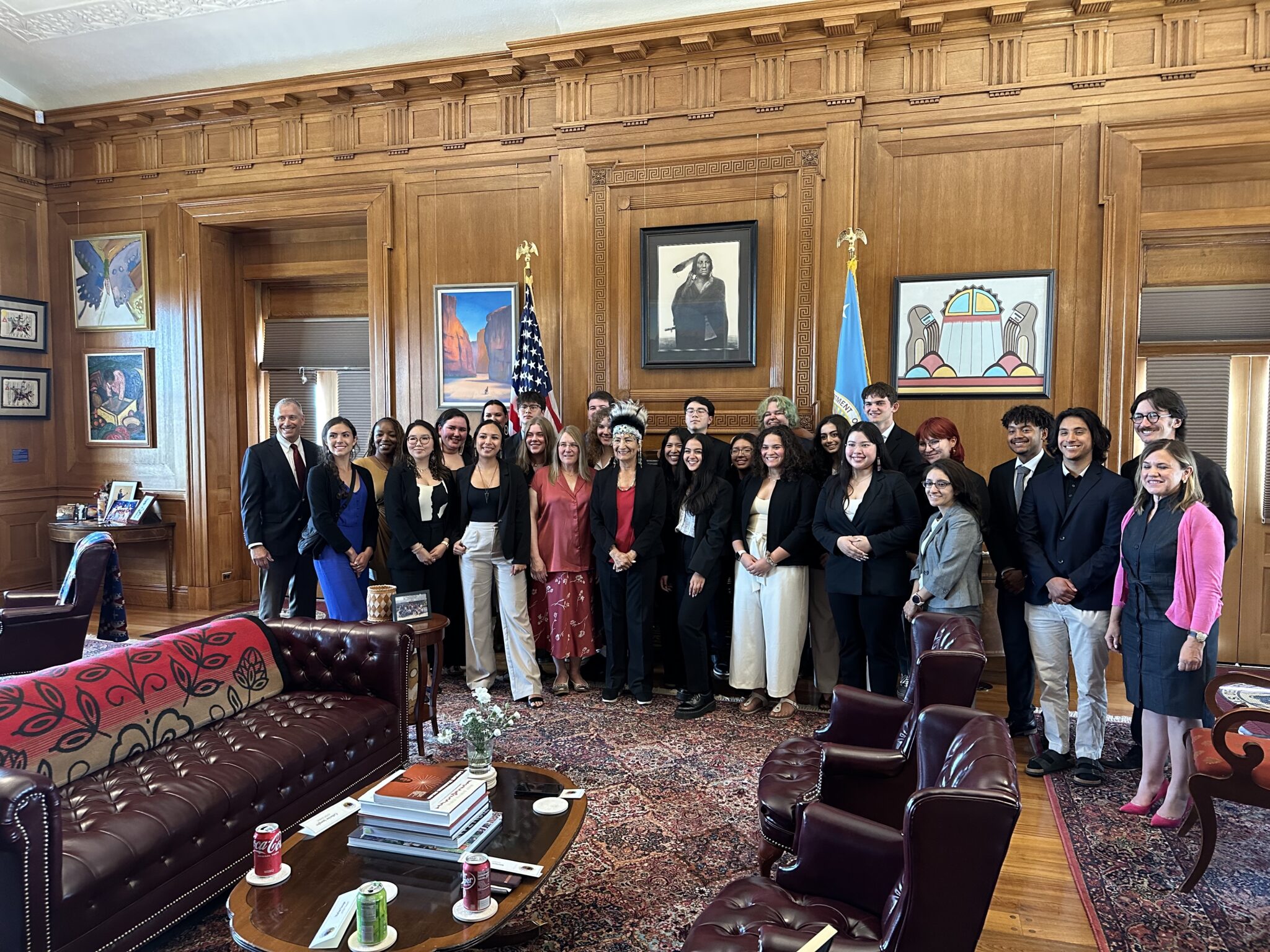 Representatives from the Alaska Native Science & Engineering Program joined Secretary of the Interior Deb Haaland in Washington, D.C., on July 13, 2023, to sign an agreement that will increase access to employment opportunities for Alaska Native students in science and engineering fields. (ANSEP photo)