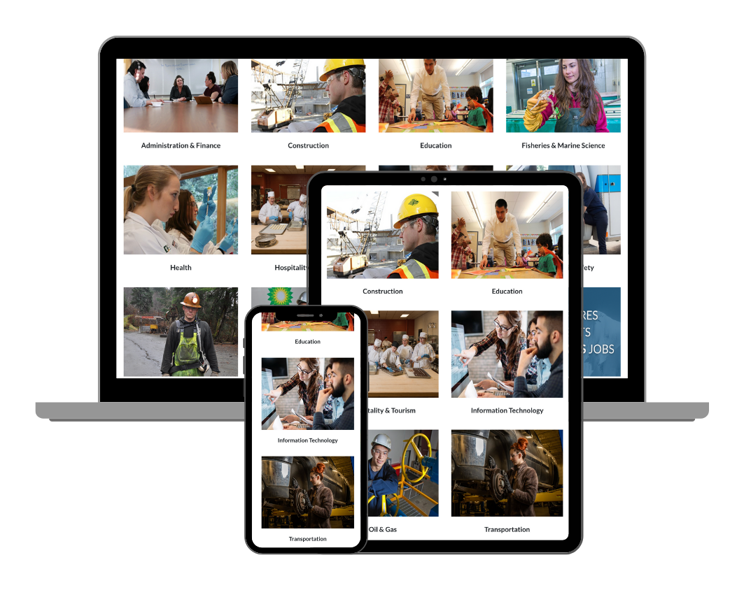 Representation of workforce report links on mobile, tablet and desktop computer