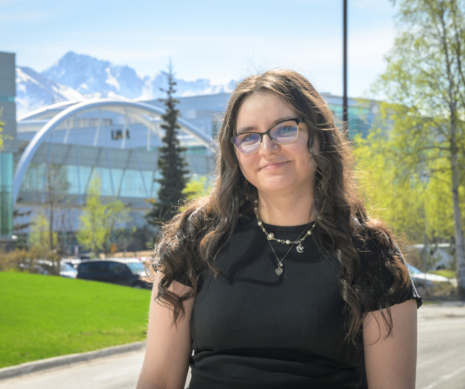 Albiona smiles on UAA campus during summer