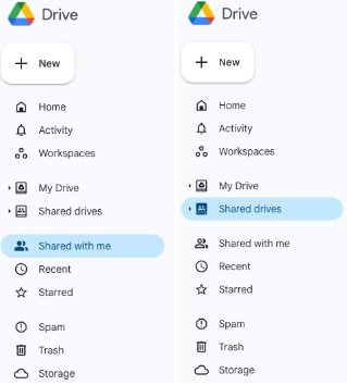 Google Drive sidebar screenshot with menu items