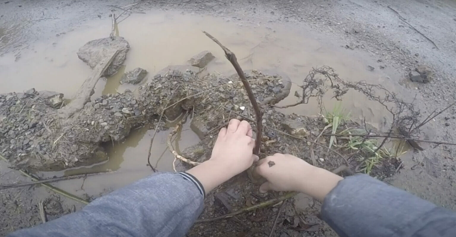 GoPro footage captures young students making mud pies