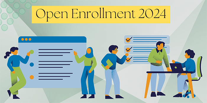 Graphic with text Open Enrollment 2024