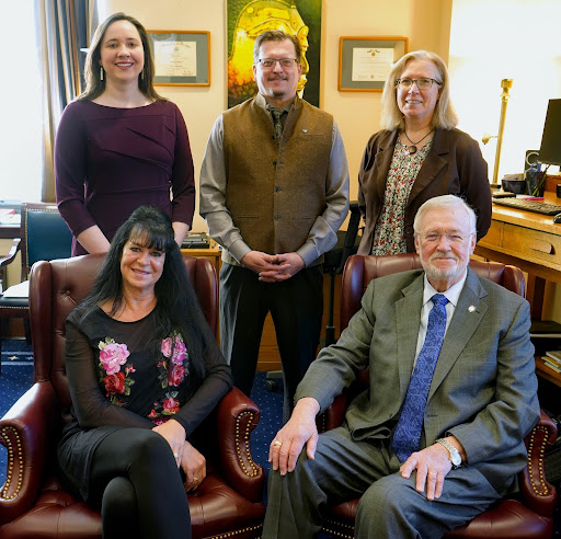 Seated: Katrina Matheny, Sen. Gary Stevens Back row (from left):  Anne Rittgers, Tim Lamkin, Jenny Martin
