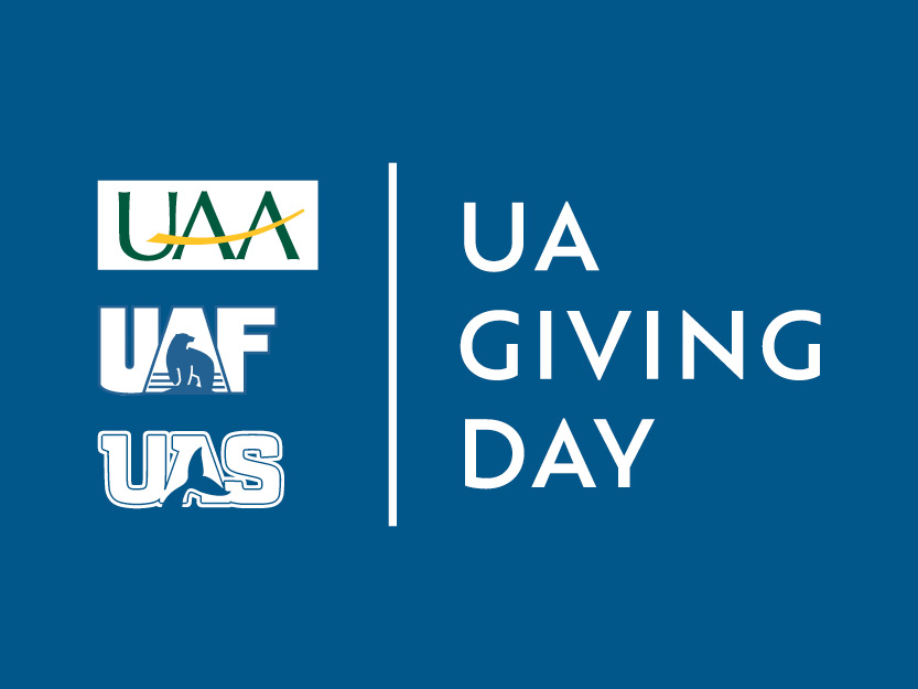 The three university logos and ua giving day written out