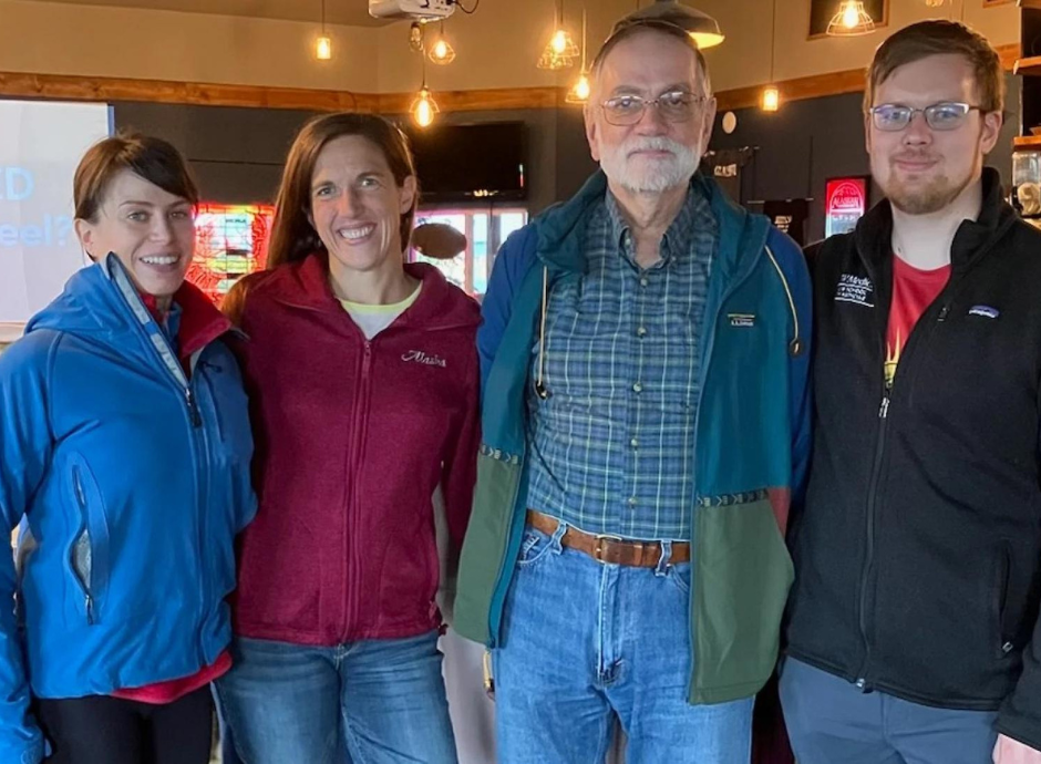 Medical student Courtney Stage, PA-C Katie Van Atta, Dr. Ronald Talaga and medical student Michael Kaden-Hoffmann pose for group photo