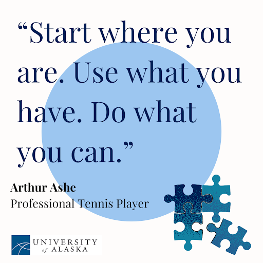 "Start where you are. Use what you have. Do what you can. -Arthur Ashe