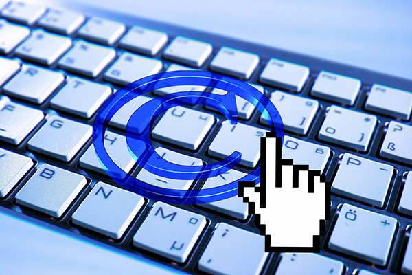 Copyright symbol over a keyboard