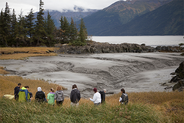 Students study the tide flats on a field trip