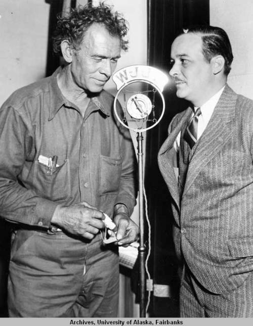 Slim Williams interviewed by reporter from radio station