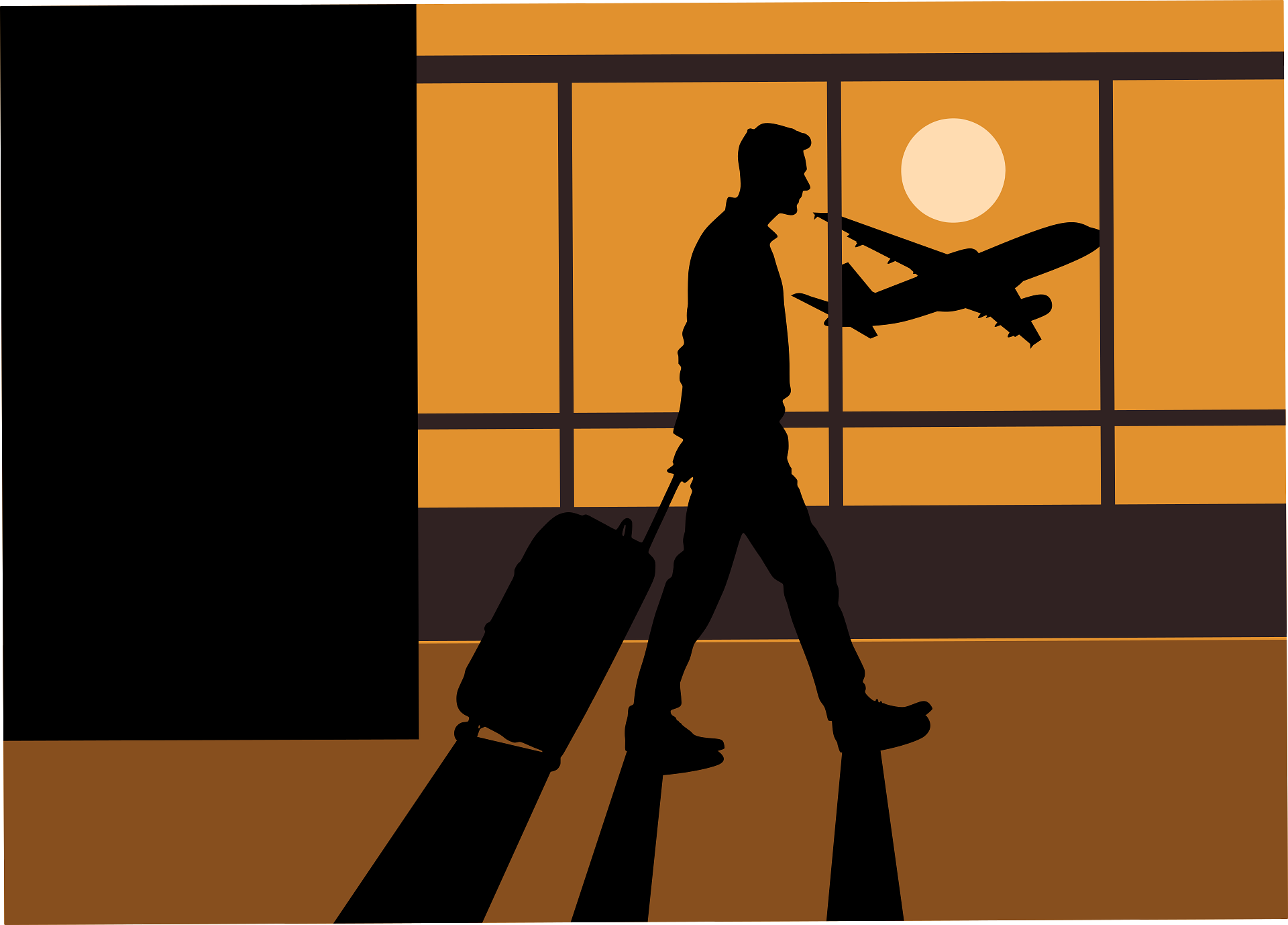 graphic of a man walking through an airport