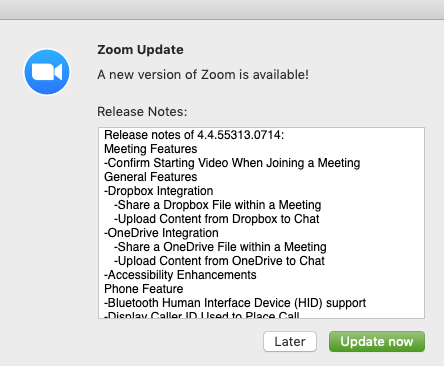 Zoom update