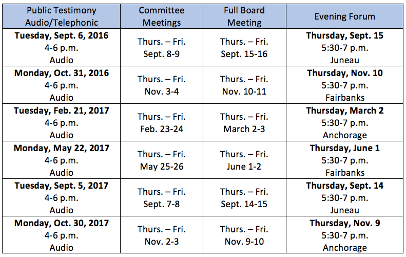 16-17 Meeting Schedule