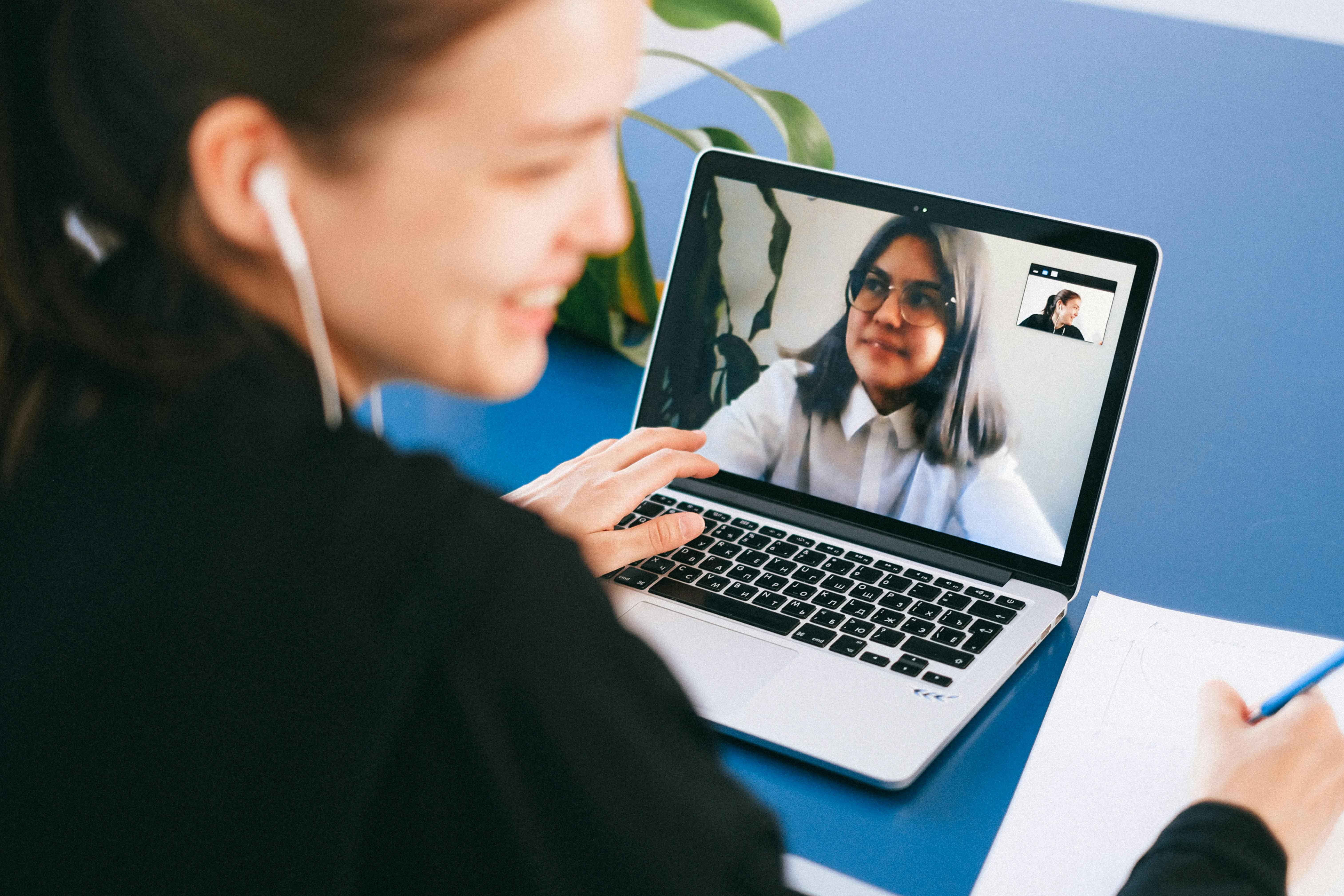 Two people on a Zoom call