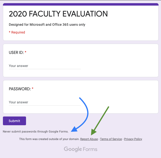 image of fraudulent form