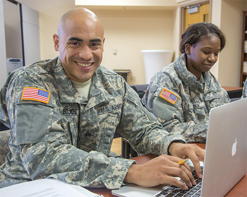 Military man smiling